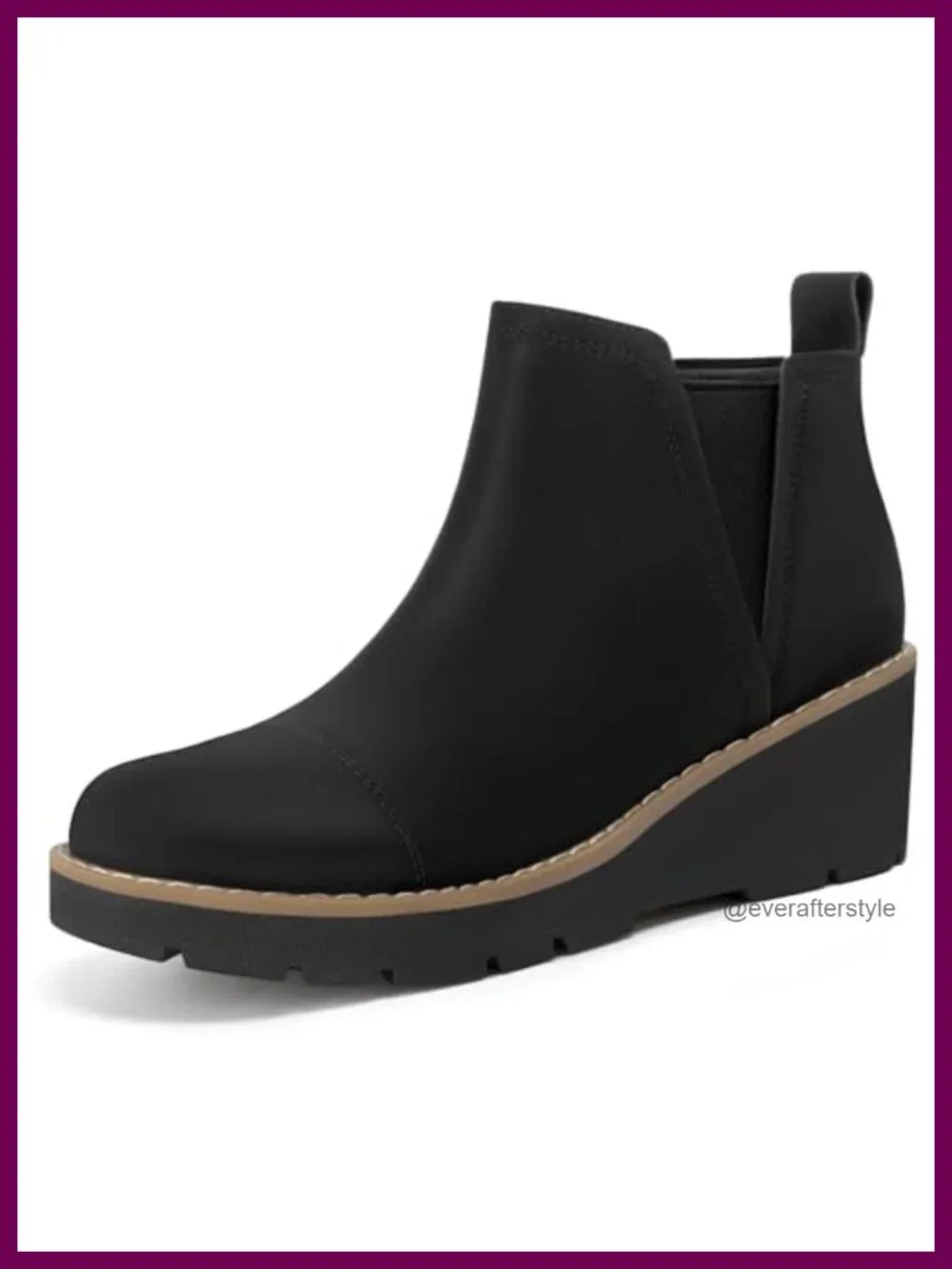 Wedge Chelsea Boots Platform Lug Sole Elastic Ankle Booties with Side Zipper